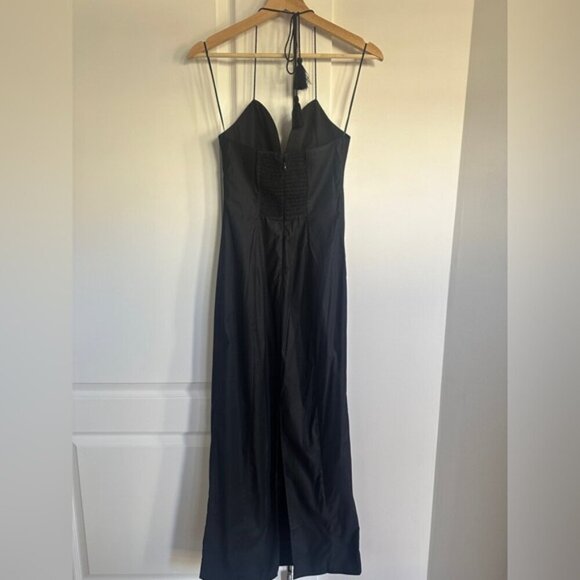 NEW Reformation Solasta Cotton Midi Halter Slip Dress Cocktail Black | size 2 - Picture 9 of 12
